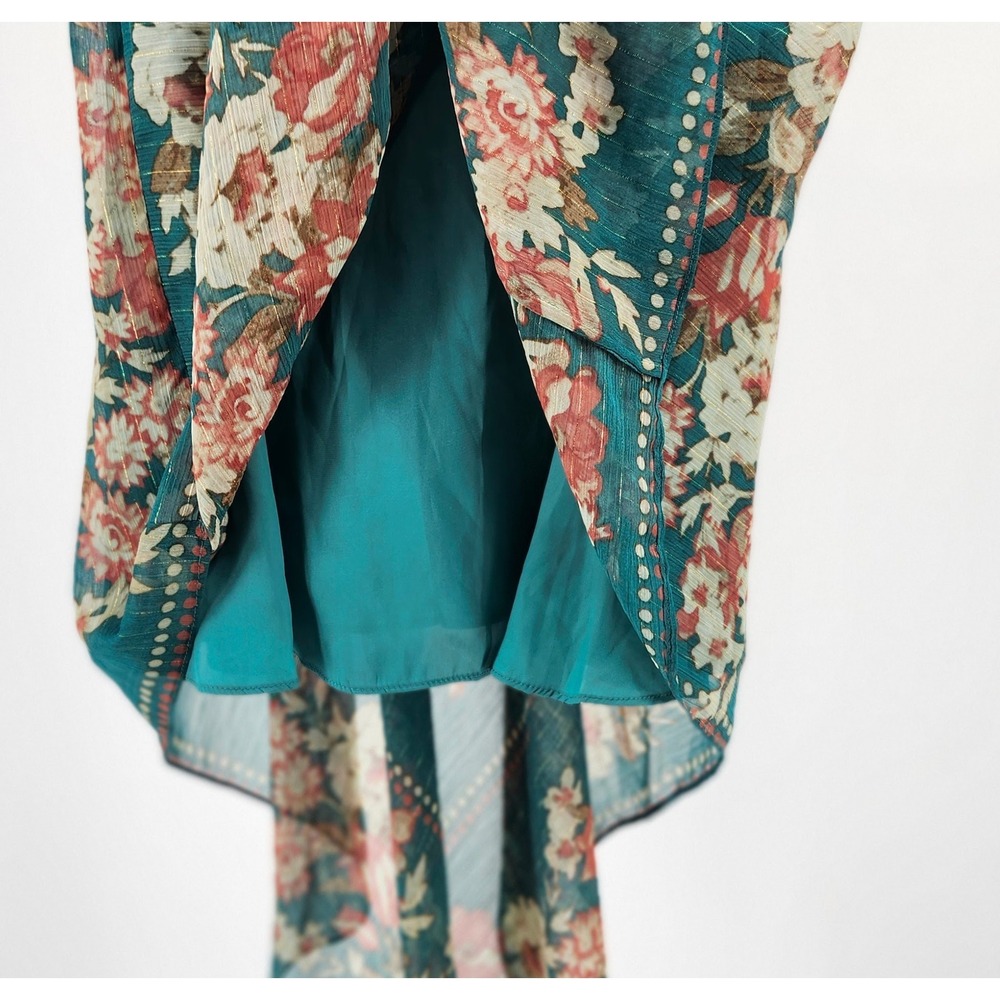 Pearl Georgina Chapman for Marchesa Teal Floral Gypsy High Low Dress Size 2 - Picture 7 of 7